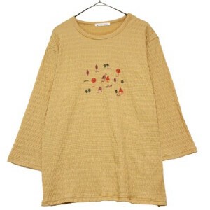 T-shirt Shirring Cut-and-sew 7/10 length