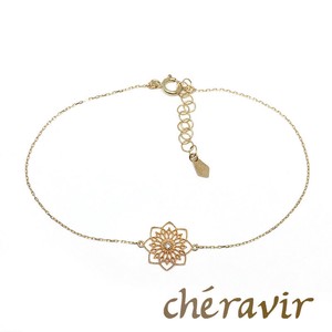 【Cheravir】K10YG 花 透かし ブレスレット  ダイヤモンド