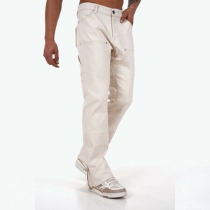Full-Length Pant Design Diamond-Patterned Straight Pants Cotton