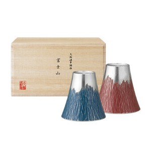 <キッチン>富士山タンブラー(小) 青朱ペア　(fut-1-2p)
