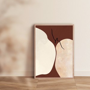 アートポスター【  abstract shape art  brown 】 B3　A2　B2　A1　B1　30×40　40×50　50×70　60×90