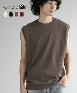 《 aimoha MEN 》ベスト メンズ クルーネック コットン ノースリーブ トップス