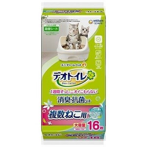 デオトイレ　複数ねこ用　ふんわり香る消臭・抗菌シート　ナチュラルガーデンの香り　16枚入