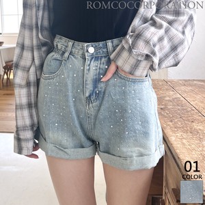 Demim Short Pant Design Roll-up Rhinestone [2024 NEW]