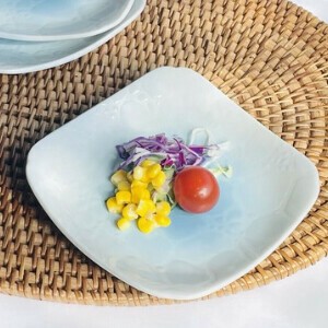 【日本製】ちゅら　四角5.0皿　箱入り　夏　海　空　和皿
