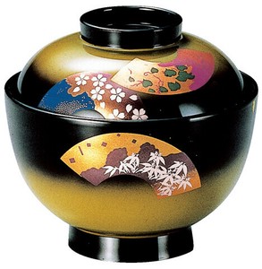 3．8寸京型椀 扇面 毘沙門天塗 TA
