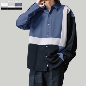 【SPECIAL PRICE】接触冷感 ナチュラルストレッチポリエステル 切替 ルーズサイズ 長袖シャツ