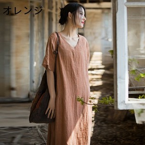 AA053 カジュアル 無地 大人気 2024春夏新作 リゾート風 レディース ロングワンピース 通気