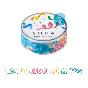 【キングジム】＜ SODA  ソーダ ＞ パーティー (15mm)  CMTH15-001 (金箔押し)  /  透明マスキングテープ