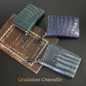 お買い得‼【クロコダイル ラウンドファスナー布】グラデーション財布 ワニ革 本革 高級素材メンズ特選