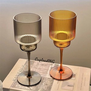 ≪予約商品≫早い者勝ち ワイングラス ストライプ ハイフット カップ ギャザリング カクテルグラス レトロ