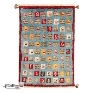 ギャッベ　ペルシャ　イラン　オーガニックウール　絨毯　ラグ　玄関マットL　64×92cm　ML897_CL