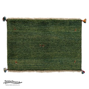 ギャッベ　ペルシャ　イラン　オーガニックウール　絨毯　ラグ　玄関マットL　62×91cm　ML1901_GR