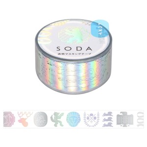 【キングジム】＜ SODA  ソーダ ＞ エンブレム (20mm)  CMTH20-003 (オーロラ箔)  /  透明マスキングテープ