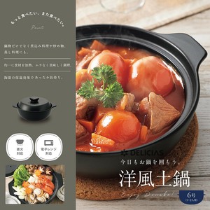 直火も電子レンジも対応 DELICIAS-デリシアス- 洋風土鍋 6号（19cm）　DEL-20