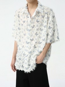 シャツ 半袖 ゆったり 蝶柄  快適 メンズファッション   LX2073