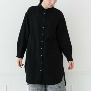 【Crea delice】73309 ウール混 襟付きロングシャツ