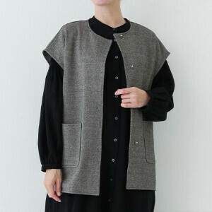 【Crea delice】73312 ヘリンボーン 前開きベスト