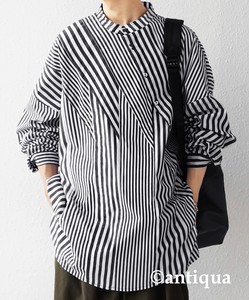 Antiqua Button Shirt Pullover Stripe Switching Men's