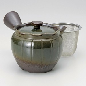 万古急須1.5号花丸石(カゴ網付)(萬古焼)　日本製