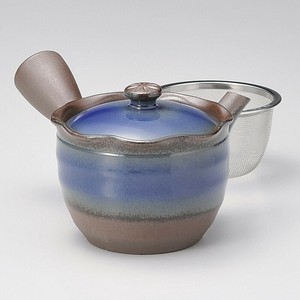 万古急須1.5はなかご青(カゴ網付)(萬古焼)　日本製