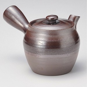 万古急須1.5つぼ形鉄赤(丸網)(萬古焼)　日本製