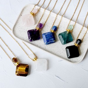 Rose Quartz Necklace Necklace Natural Stone Pendant Square 1-pcs