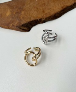 メタル アシンメトリー クロス ワイド リング真鍮 韓国製