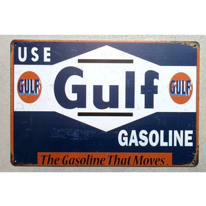 ティン 看板 インテリア　 GULF　ブリキ看板　A4　アメザツ　アメリカン雑貨　ガレージ　アメリカ