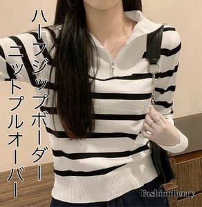 Sweater/Knitwear Knit Pullover Half Zipper