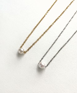 【サージカルステンレス 316L】　ポイント パール ネックレス 　金属アレルギー対応