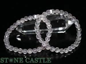 ☆高品質☆【ブレスレット】ピンクレムリアン水晶 カット (ロシア産) (約6〜6.5mm) 【パワーストーン】
