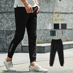 【パンツ】裾ロゴプリント ノーピリング スウェット ジョガーパンツ／SOMEDIFF