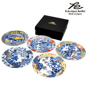 KaiKai●日本製 美濃焼 ギフト セット 和食器 食器 陶器●宴 5客多用皿揃【2024年新作】 セラミック藍