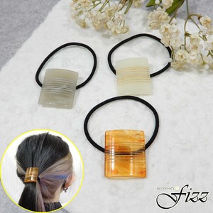 【ヘアゴム】【日本製アクリル】彫刻スクエアヘアゴムポニー　42-7446