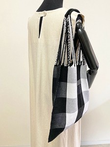 【再入荷】メキシコ製手織りのハンモックバッグ（L）CHECK / BLACK