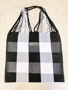 メキシコ製手織りのハンモックバッグ（L）CHECK / BLACK