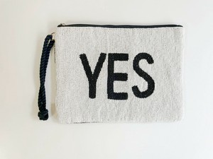 【SALE★在庫限り】YES NOビーズクラッチ（手刺繍ビーズ）