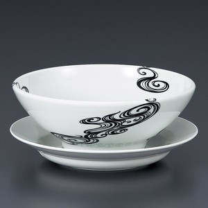 流紋(白)22cm麺鉢　受皿(メラミン)　(イングレーズ)　日本製 美濃焼 和食器