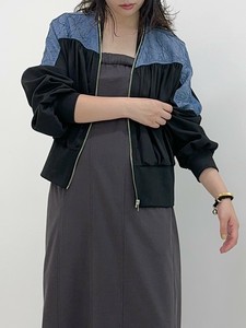 【2024/AW新作】シワ加工デニム切り替えブルゾン