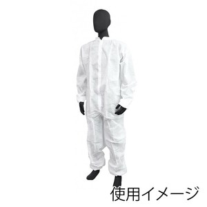川西工業 不織布つなぎ服　スタンドカラー M　30枚 7024　ホワイト 1箱