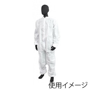 川西工業 不織布つなぎ服　スタンドカラー L　30枚 7024　ホワイト 1箱