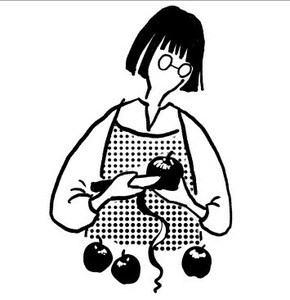 ●受注製造●【MA7stamp】りんごの皮剥きふみこさん(大)