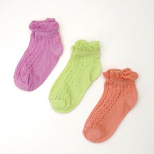 【3足組】レース編みアンクルソックス3P　【キッズ＆レディース】