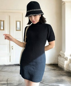 Casual Dress High-Neck Short Sleeve Knit dress