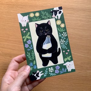 ポストカード　絵本の中のねこ（#new4 クロネコ）