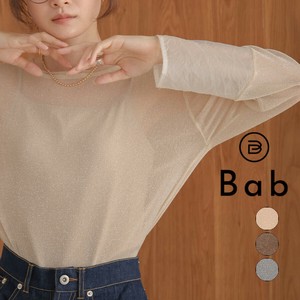 2024新作【予約販売】さりげないラメ感☆袖シアーラメベーシックカットソートップス【8月30日頃出荷予定】*