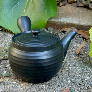 【常滑焼急須/日本製】晶窯黒泥丸形千段3合急須