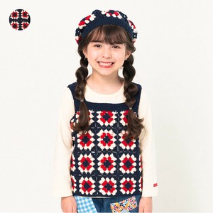かぎ針編みベスト&無地ロンTセット　M62801　ロンT本体綿100％、ベストの配色が可愛い、トレンドアイテム