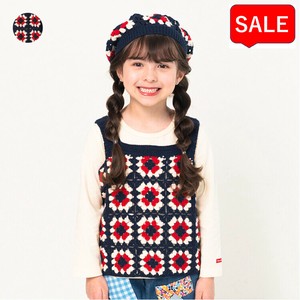 かぎ針編みベスト&無地ロンTセット　M62801　ロンT本体綿100％ ベストの配色が可愛い トレンドアイテム